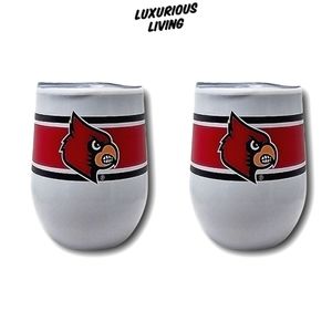 (2) White Louisville Cardinals 12oz. Stemless Wine Tumbler (Set of 2)